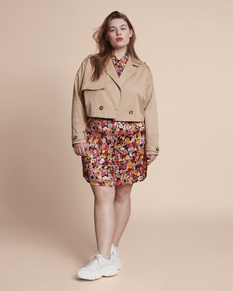 Plus size khaki skirt jacket discount